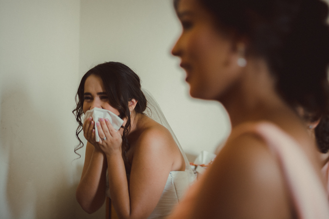 Lake Tahoe California Wedding bride crying with her bridesmaids photo 