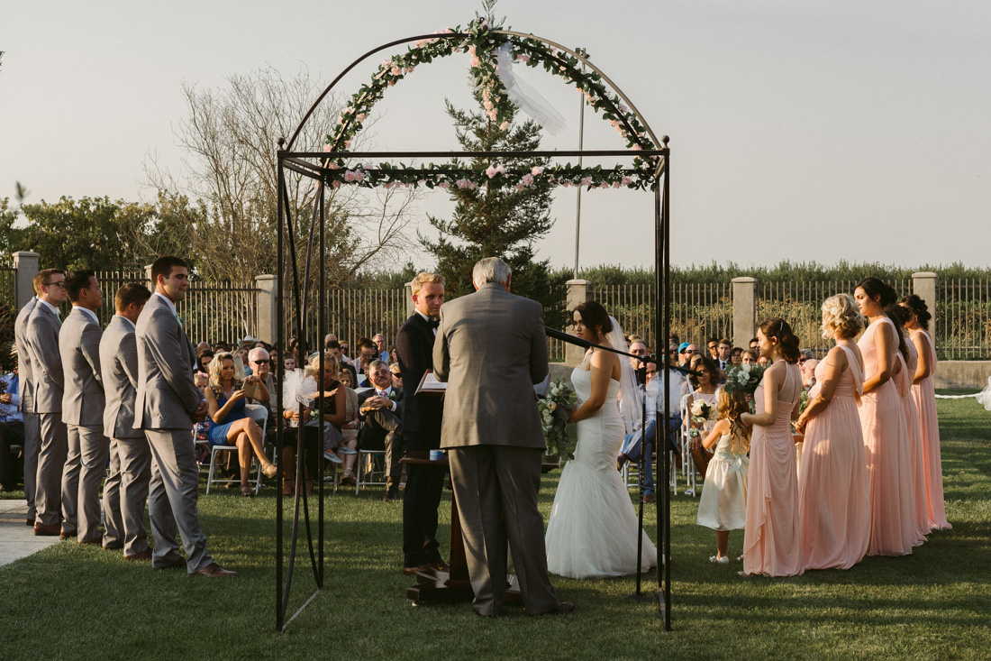 California Wedding private venue bride and groom during their wedding ceremony   