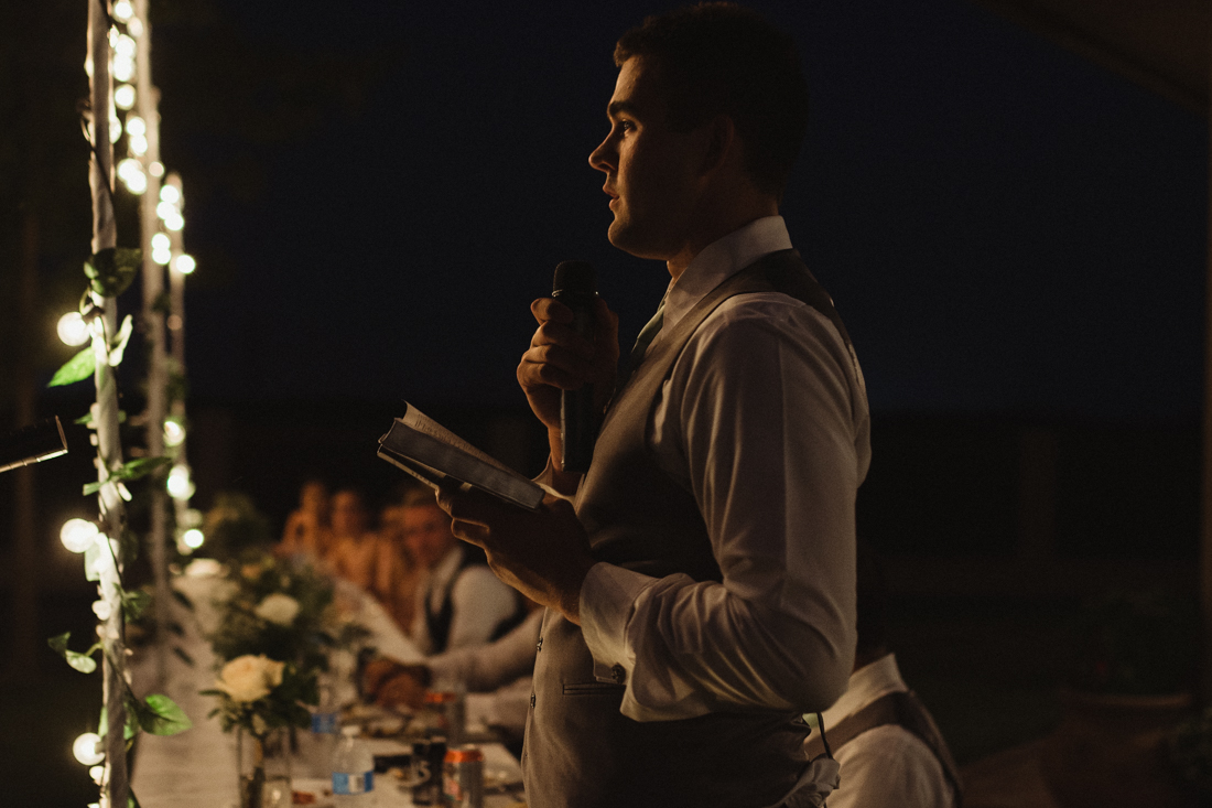 California Wedding private venue bride and groom toast photo 