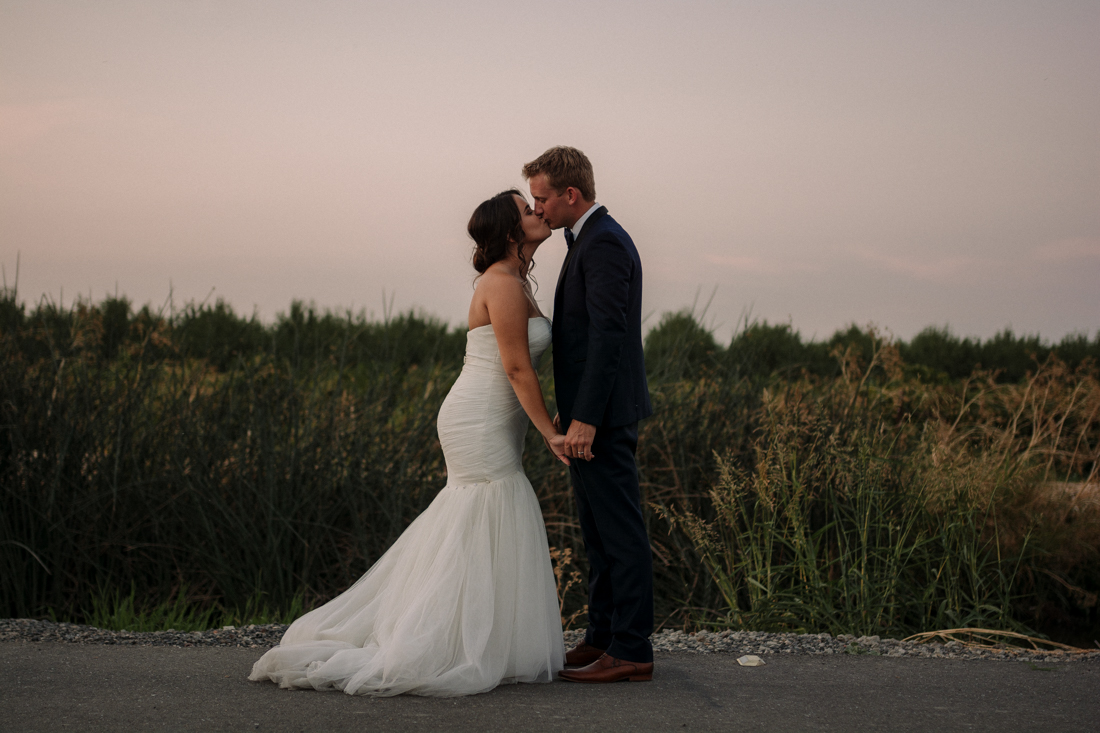 California Wedding private venue bride and groom kissing photo