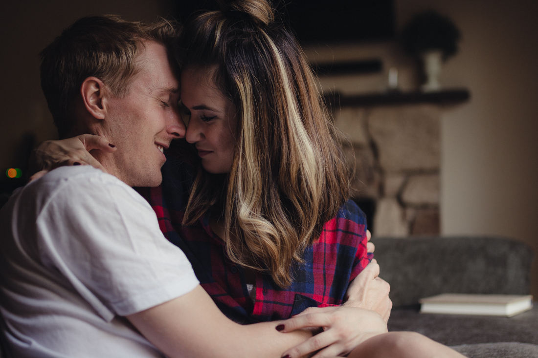 Reno home session couple cuddling photo