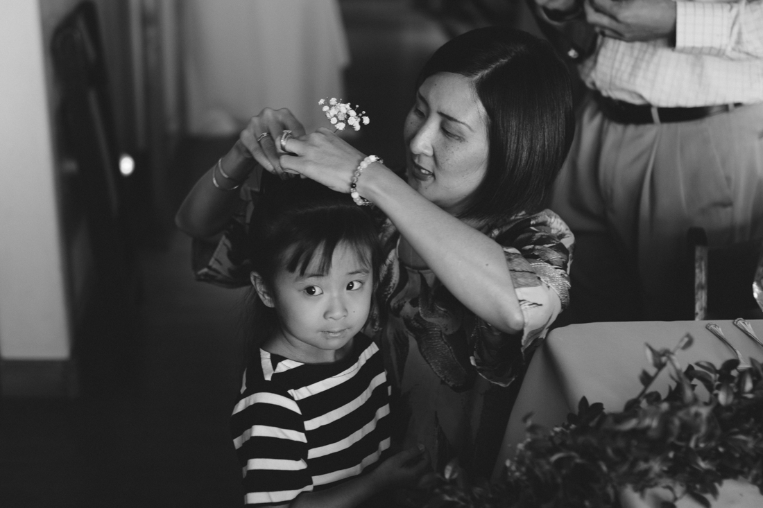 North Tahoe Lodge Wedding flower girl getting ready photo 