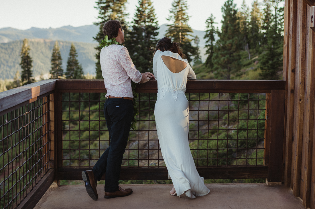 North Tahoe Lodge wedding couple enjoying the view photo