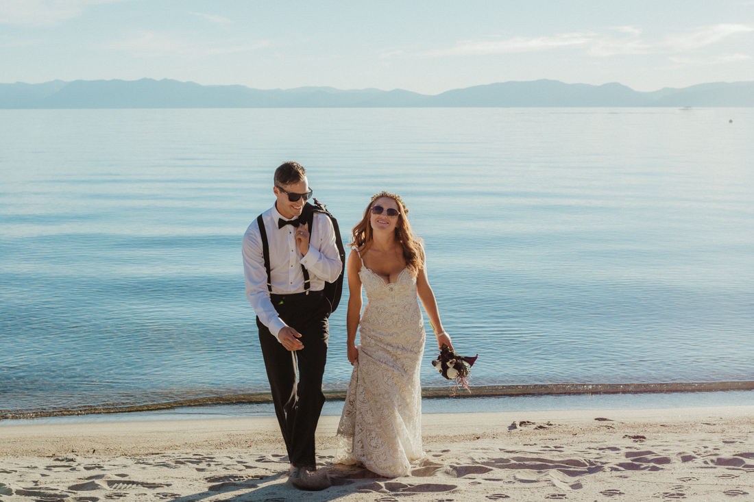 Incline village beach wedding photo