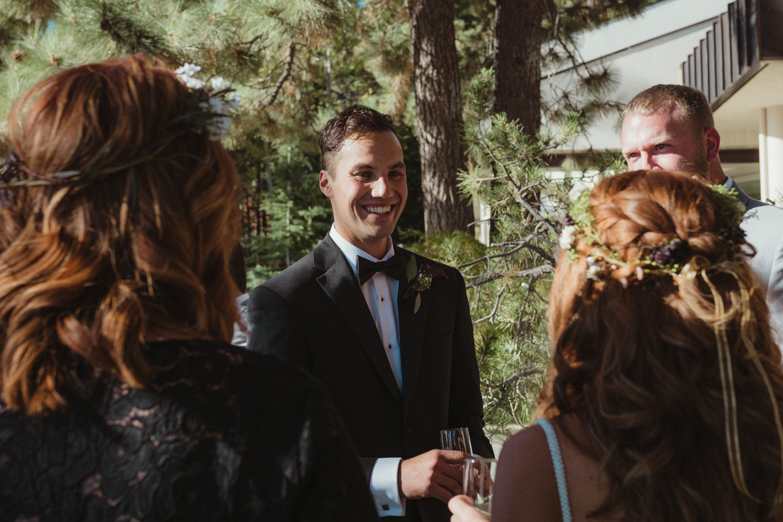 Incline village wedding groom looking at his bride photo