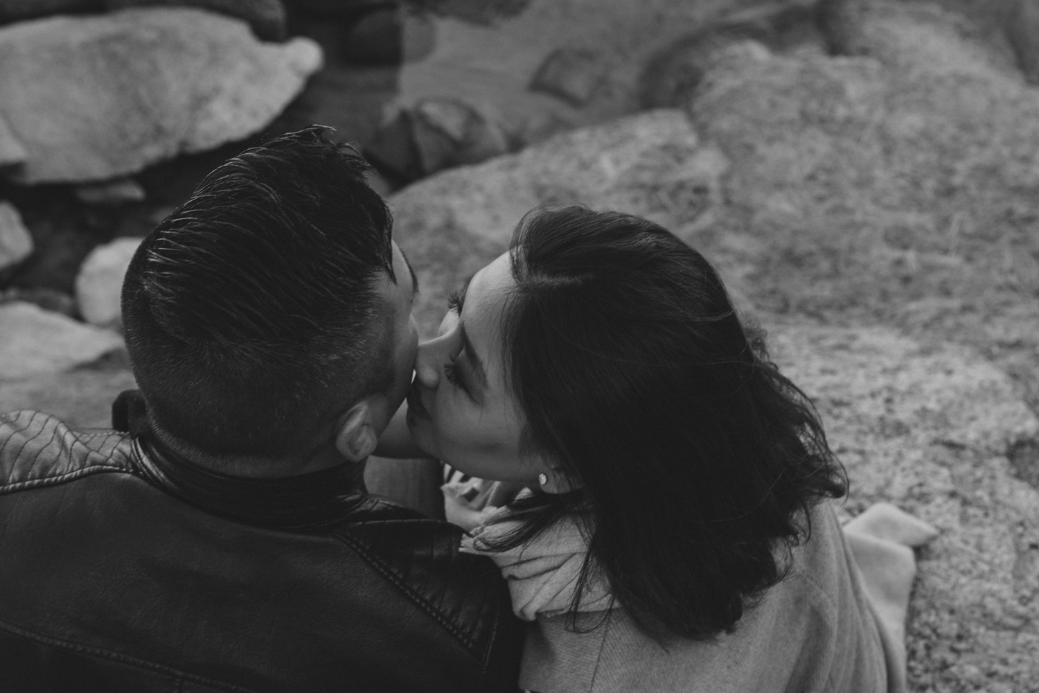 Sand Harbor, Lake Tahoe photo session couple sitting on a rock photo