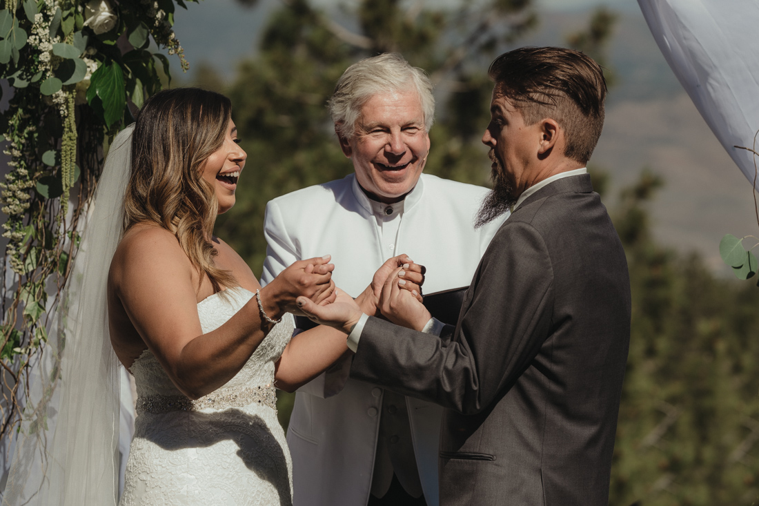 Tannenbaum wedding ceremony couple laughing together photo