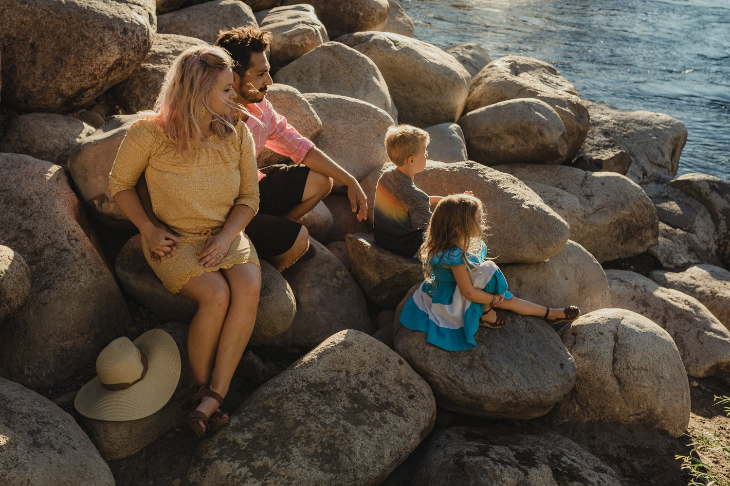 Rancho San Rafael Regional Park, family sitting by a river photo