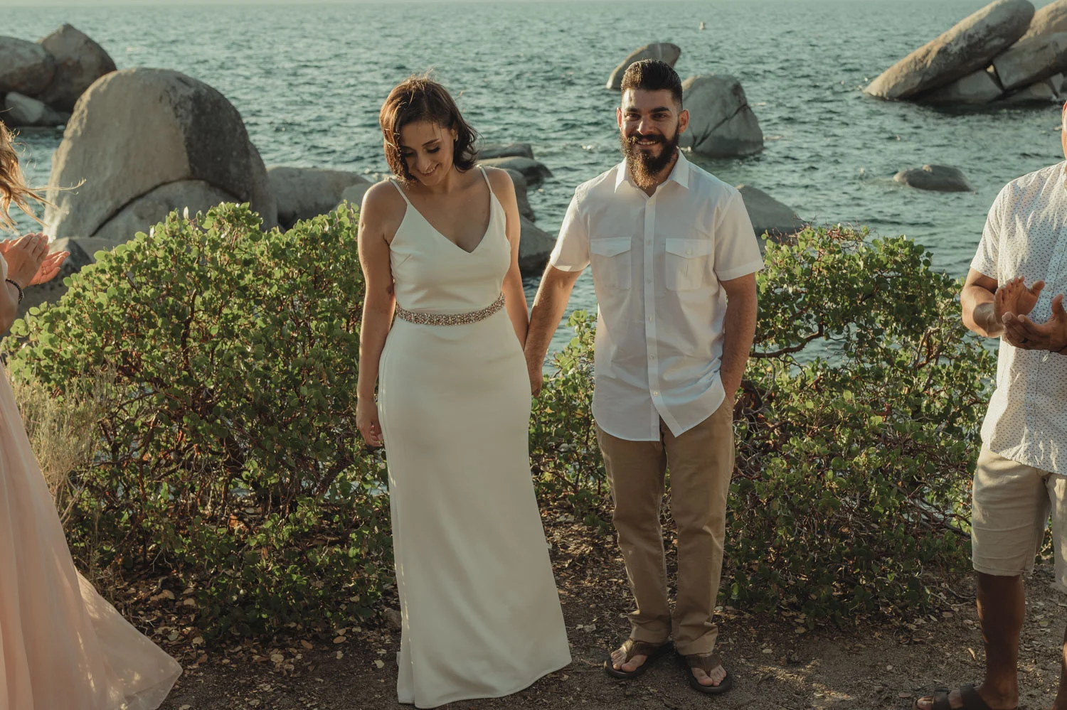 Lake Tahoe elopement photo in Sand Harbor