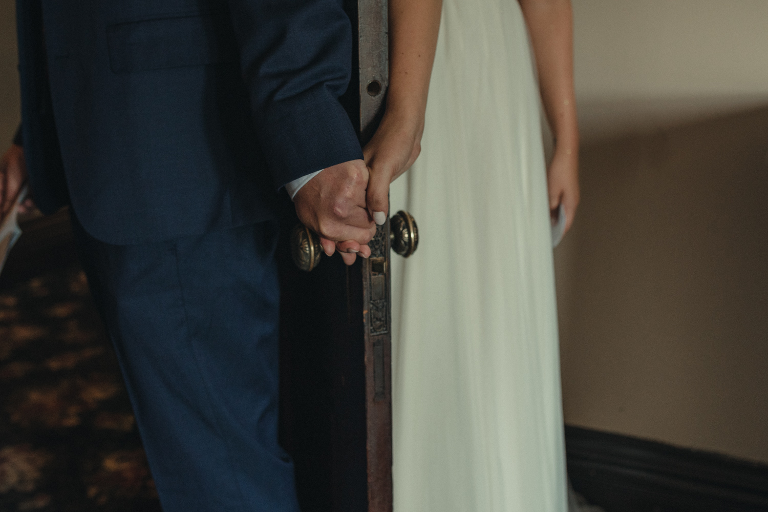 Wedgewood Sequoia Mansion wedding holding hands before the ceremony photo
