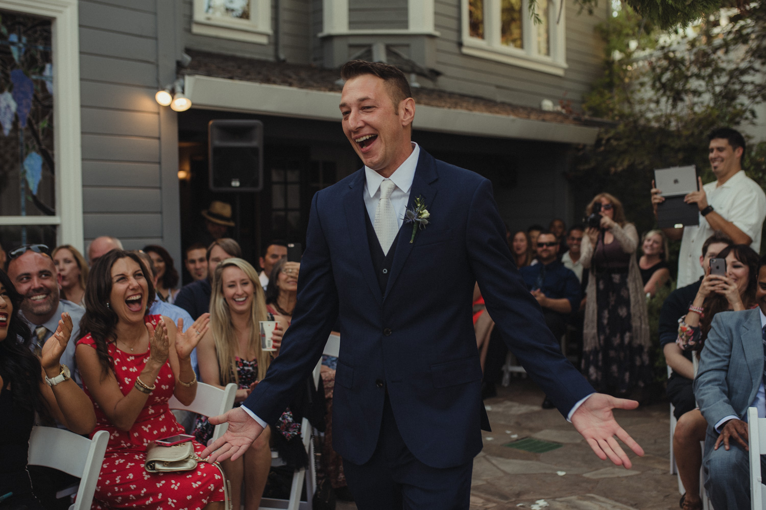 Wedgewood Sequoia Mansion wedding groom walking down the aisle photo