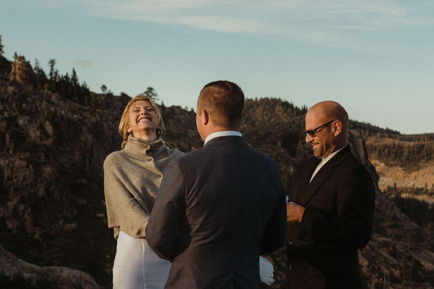 North Lake Tahoe wedding bride laughing photo