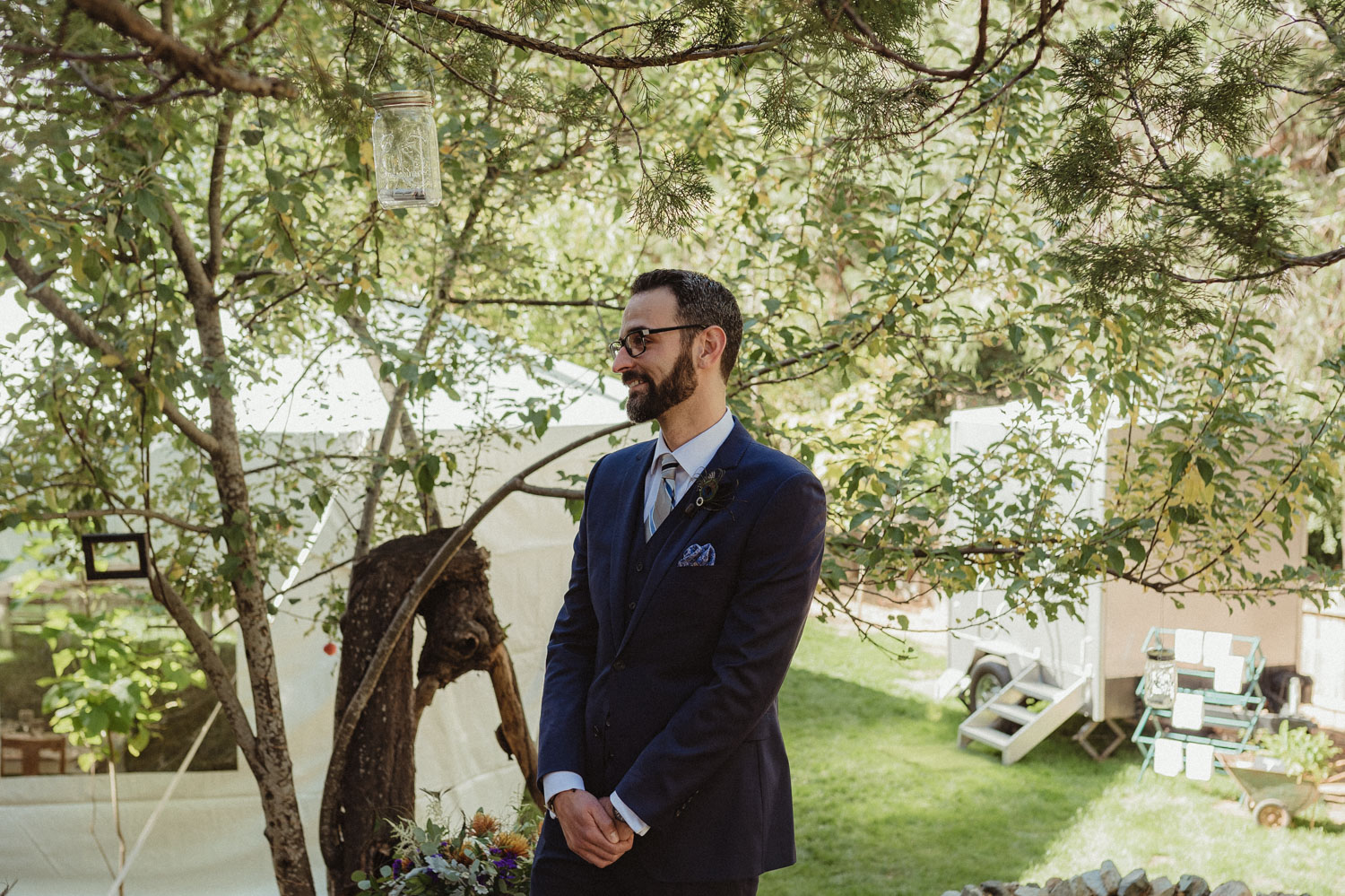 Nevada City wedding groom's reaction photo