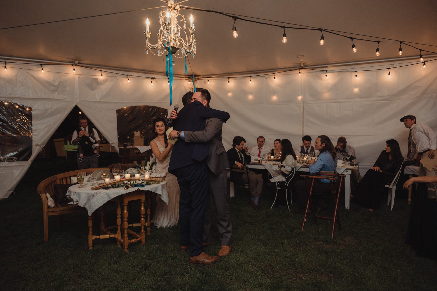 Nevada City wedding reception toasts photo