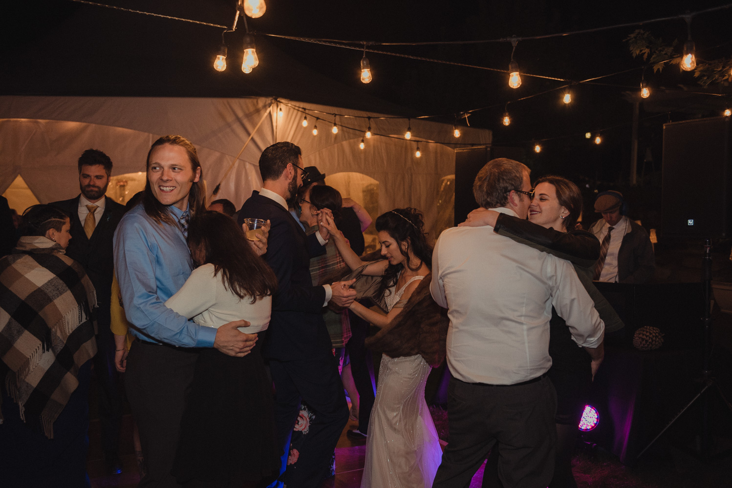 Nevada City wedding guests dancing photo 