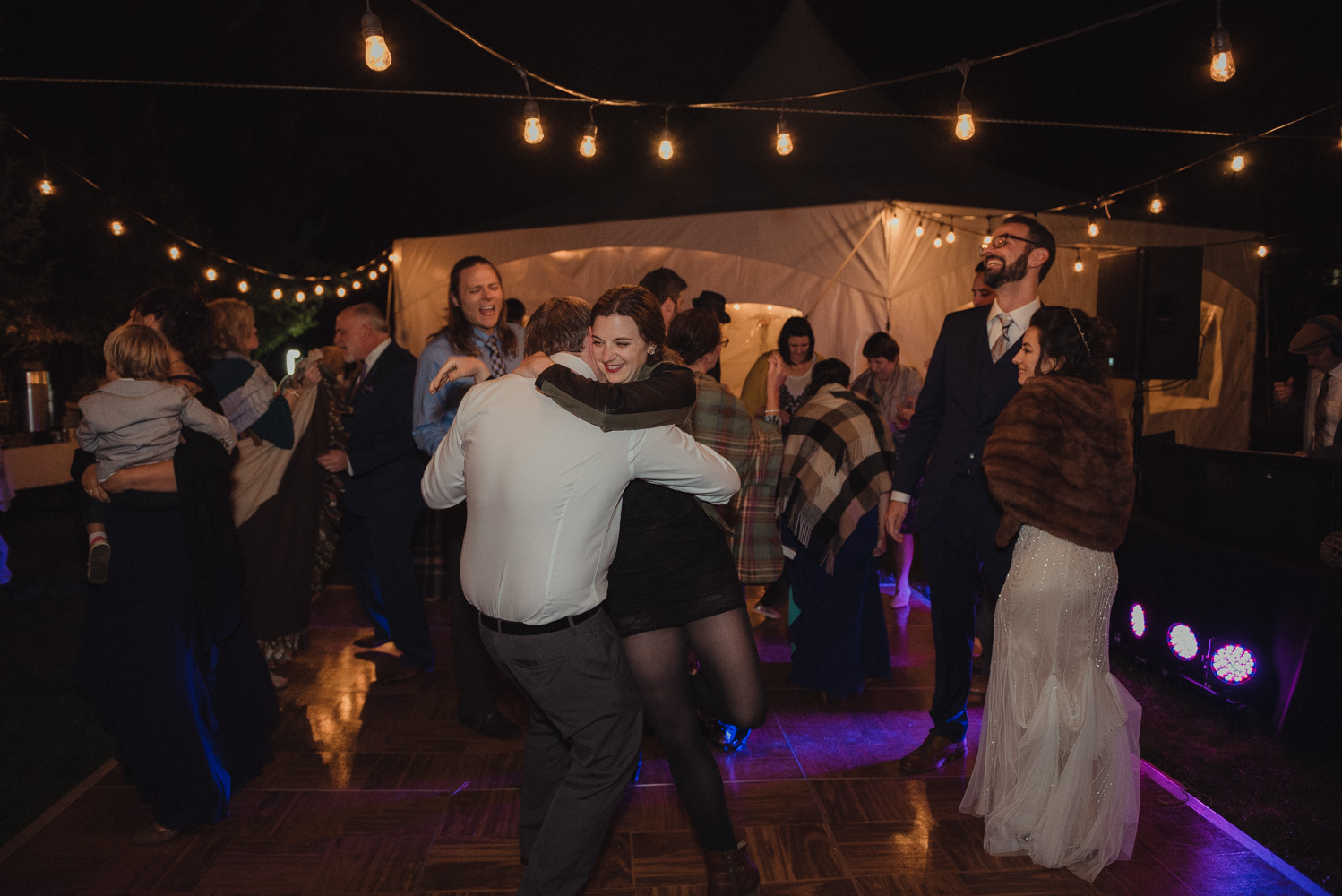 Nevada City wedding guests dancing photo 