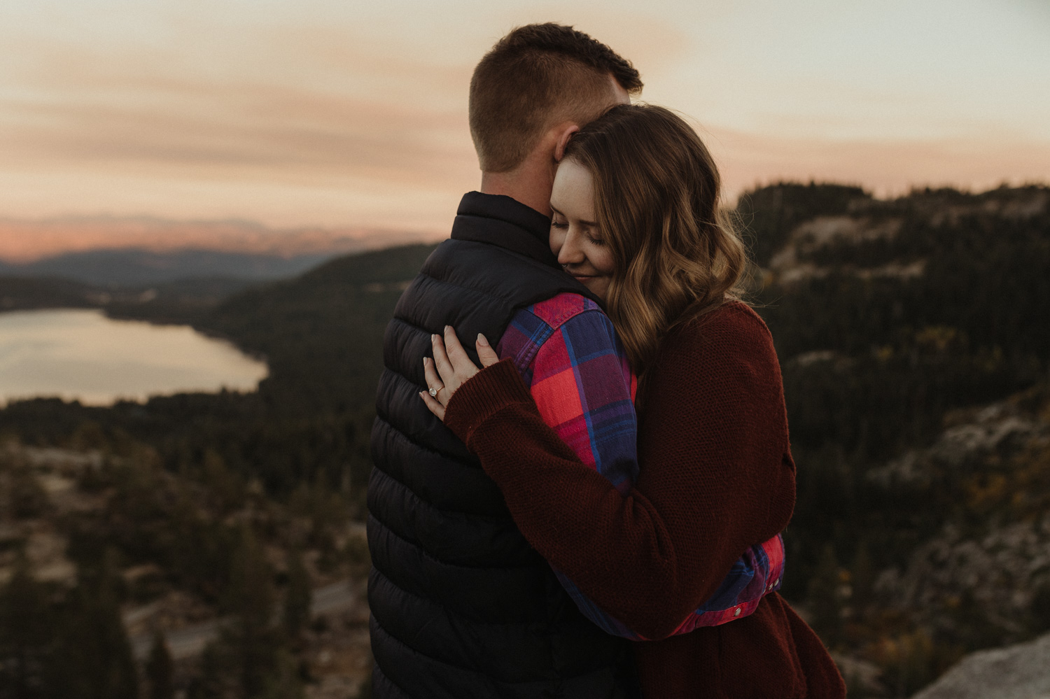 Donner Pass, CA engagement session girl smiling photo