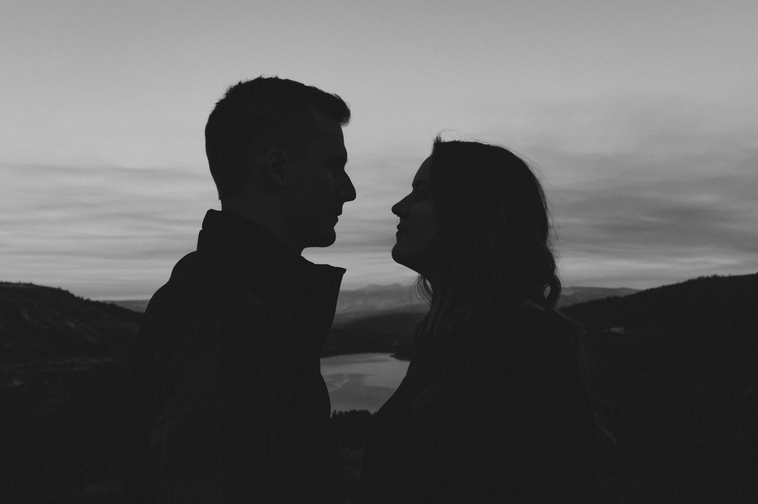 Donner Pass, CA engagement session silhouette photo