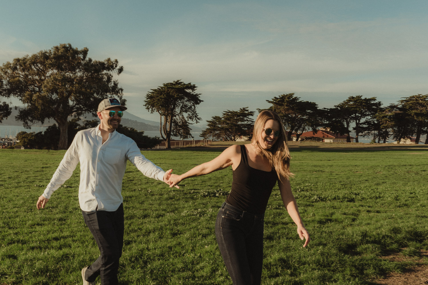 SF engagement session, couple holding hands photo