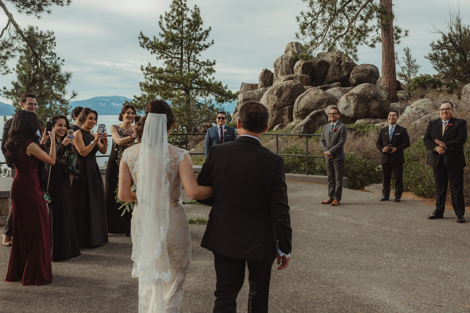 Logan Shoals elopement bride walking with her dad photo
