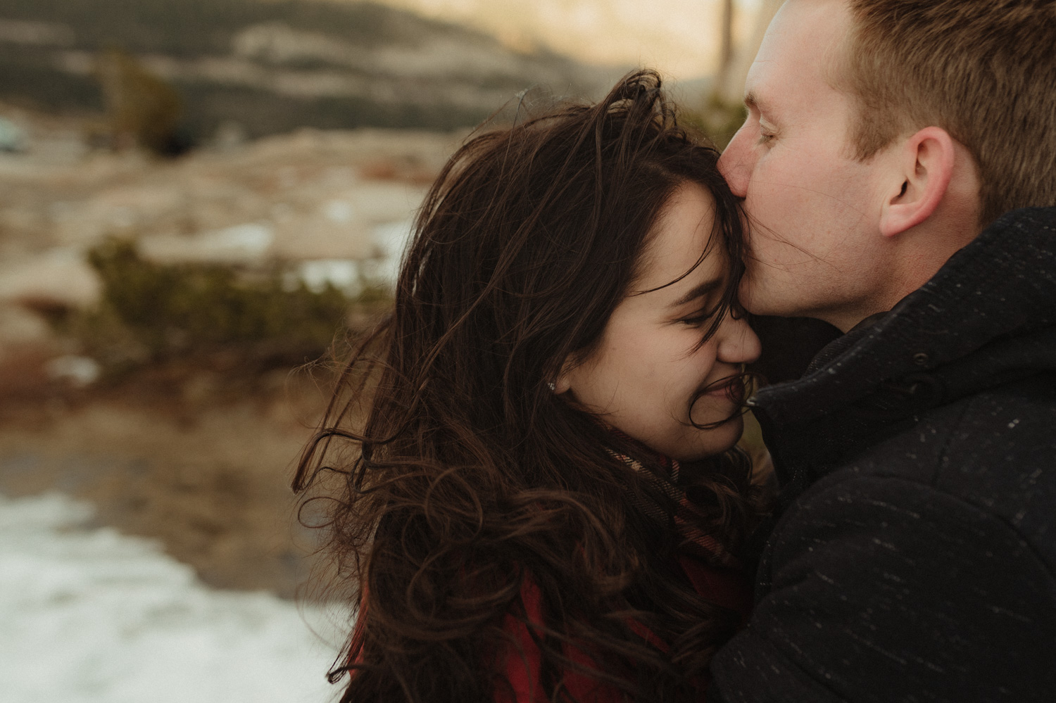Windy couples session at Donner Pass in Truckee photo