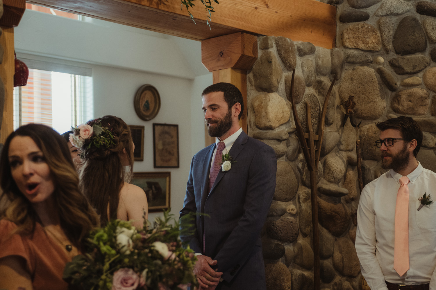 At home reno wedding groom during the ceremony photo