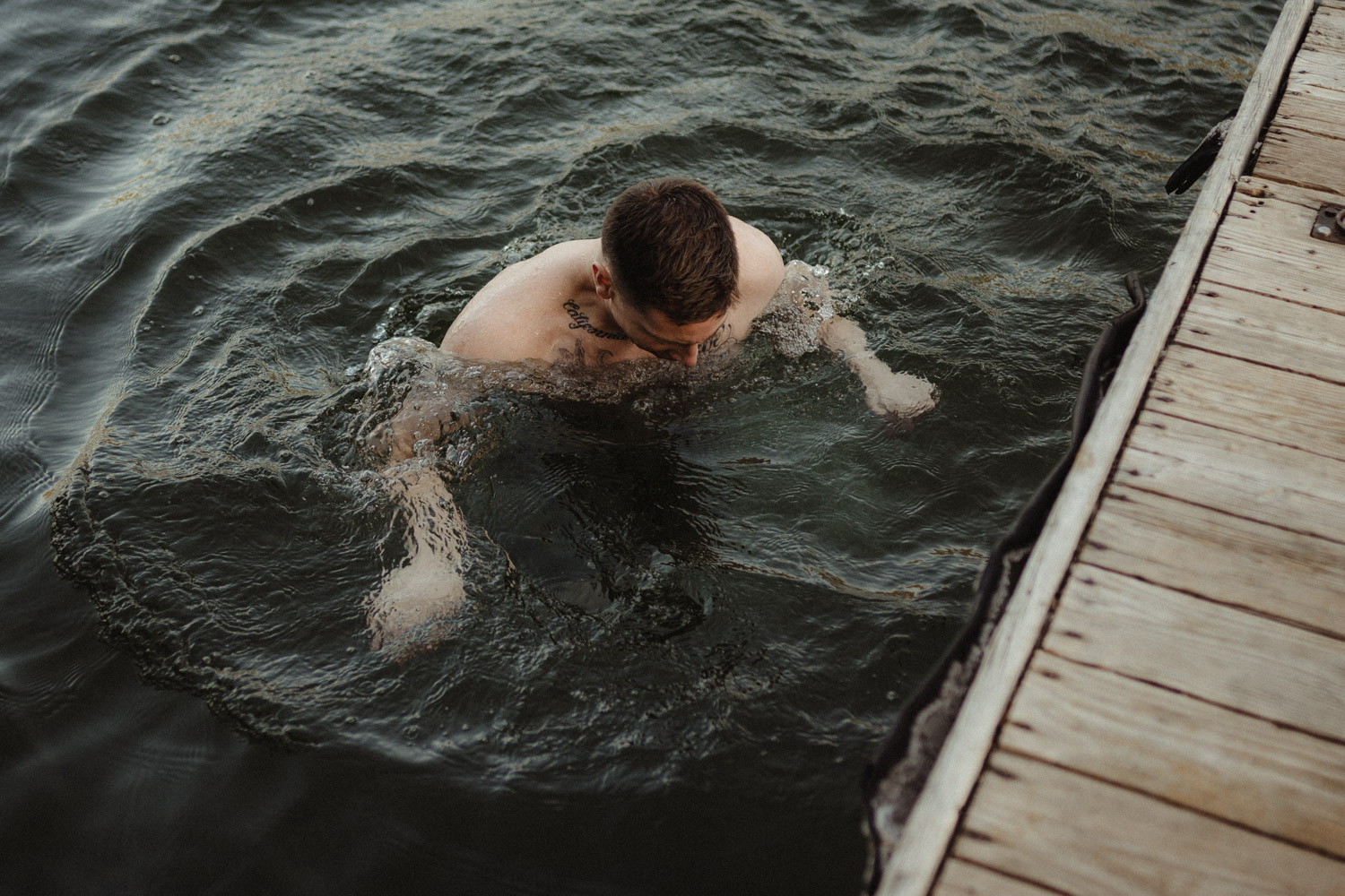 Lake Tahoe photographer person swimming in Donner Lake photo