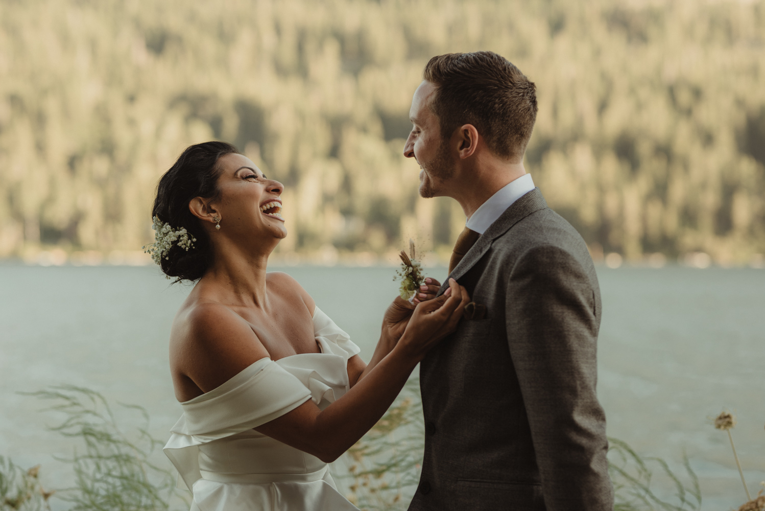 Lake Tahoe pop-up wedding/elopement couple before the ceremony photo