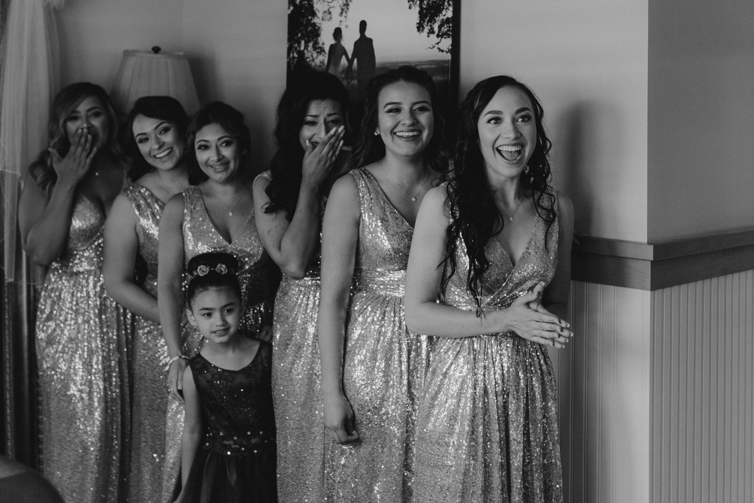 Rancho Victoria Vineyards wedding bridesmaids first look photo