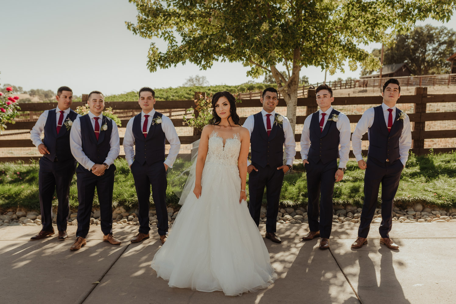 Ranch Victoria vineyard wedding bride with the guys photo