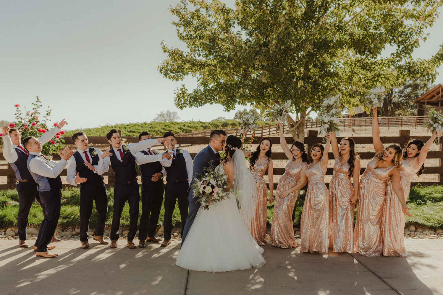 Ranch Victoria vineyard wedding bridal party photo