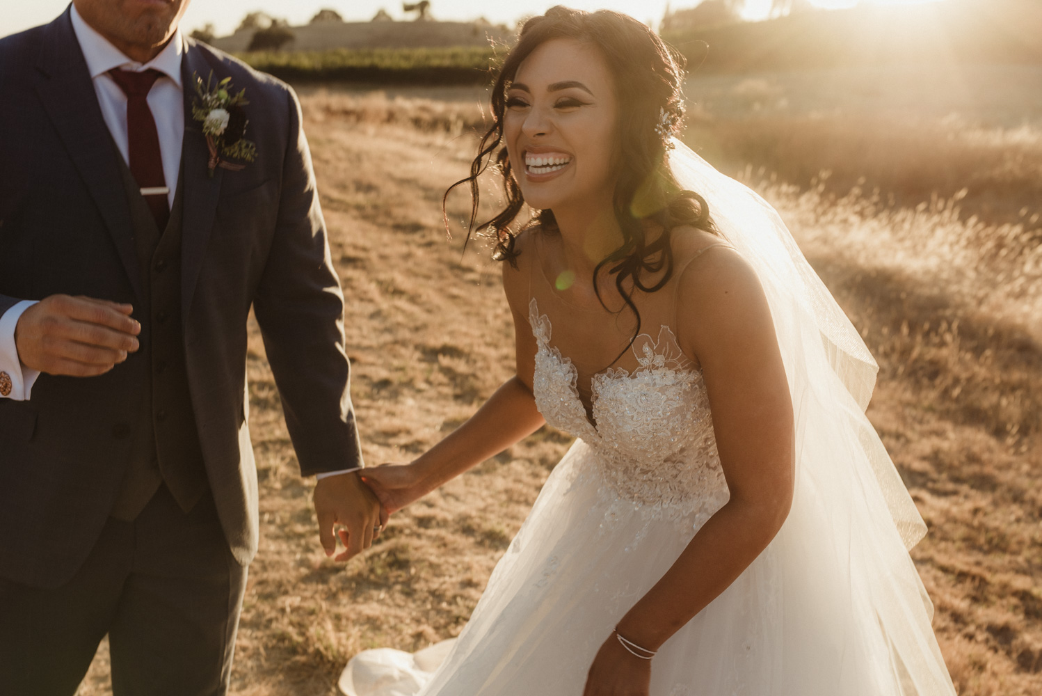 Ranch Victoria vineyard wedding golden hour photo