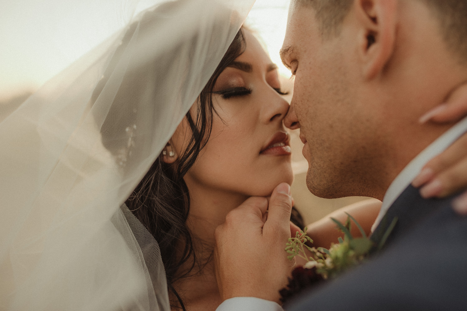 Ranch Victoria vineyard wedding close up shot of couple photo