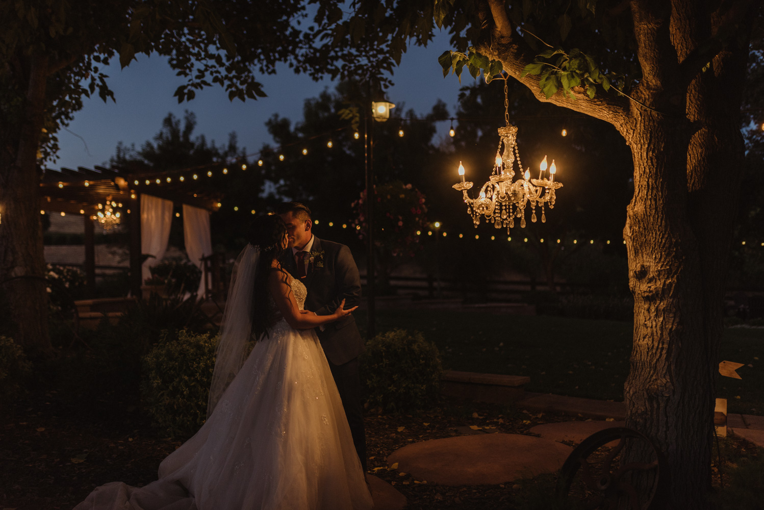 Ranch Victoria vineyard wedding night photo