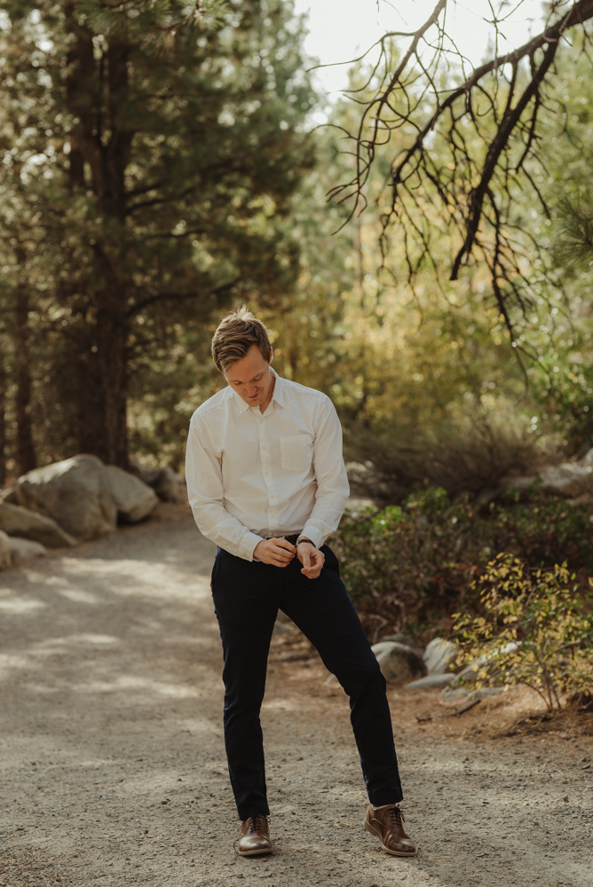 Galena Creek fall engagement session portrait of the groom to be