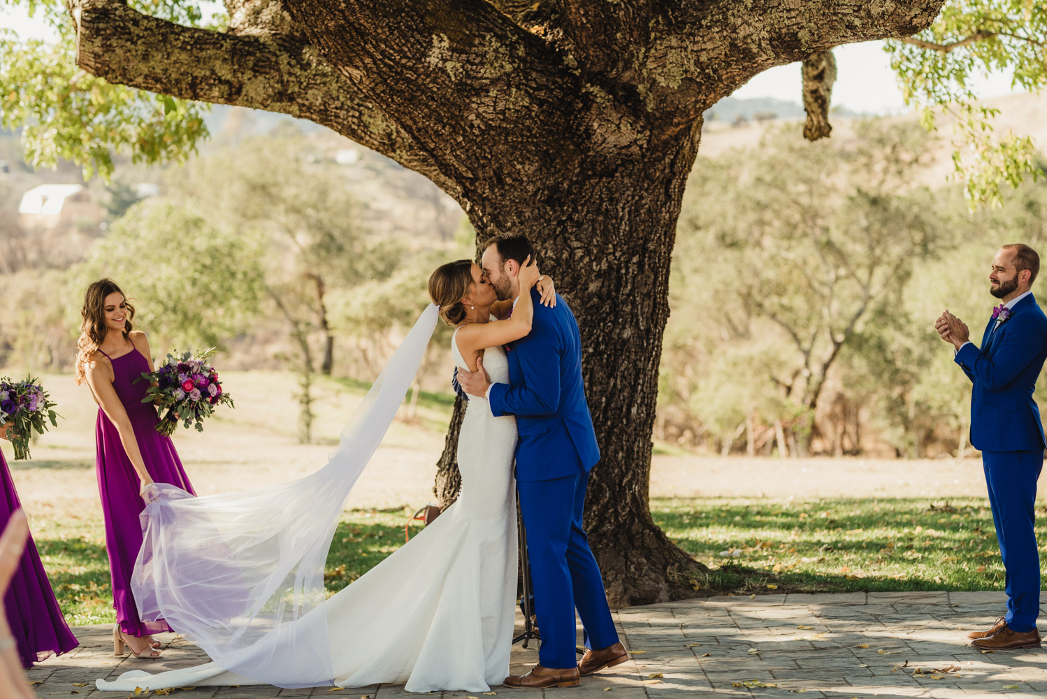 Triple S Ranch Wedding Venue, first kiss during the ceremony photo