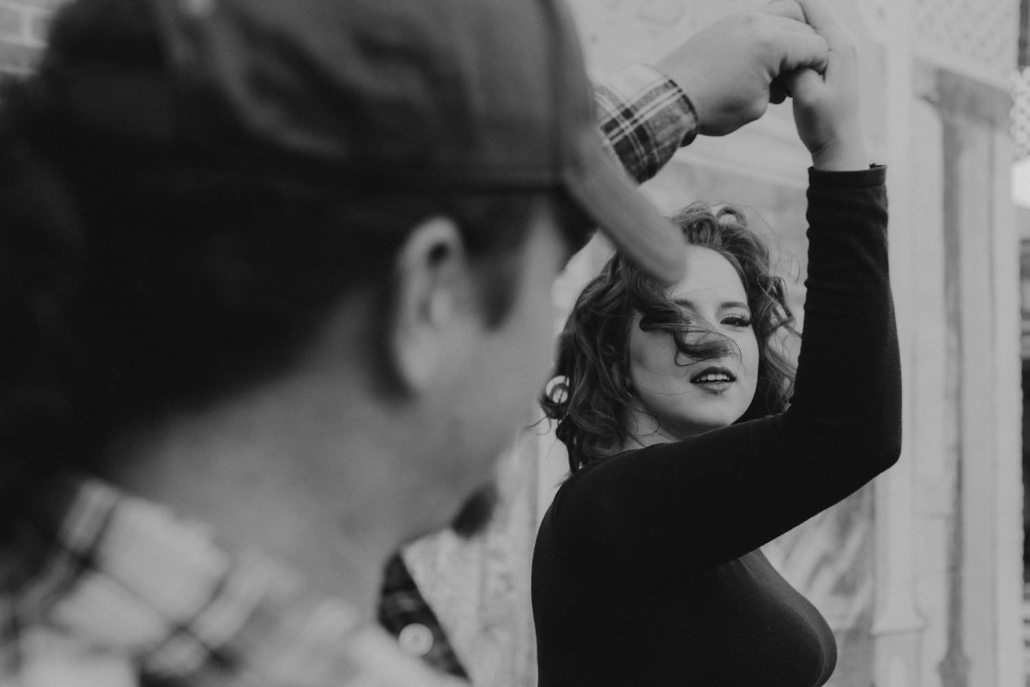 Virginia City Engagement session, black and white photo of a couple