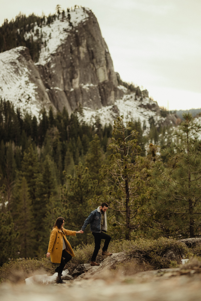 Lovers Leap engagement session couple walking on a trail photo