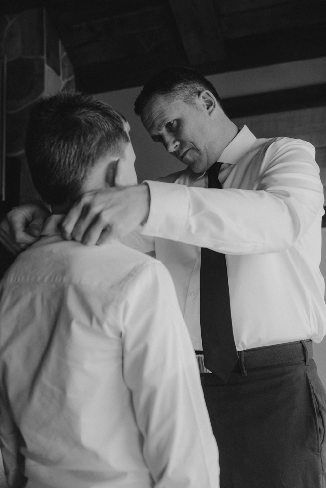 West Shore Cafe Wedding, groom helping his younger son with his tie photo