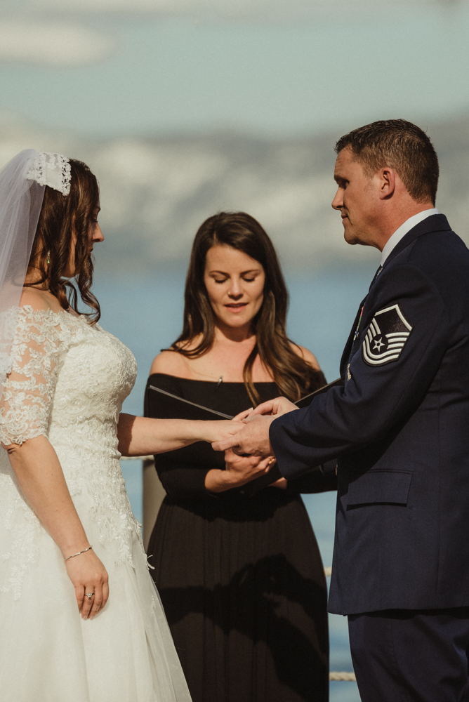West Shore Cafe Wedding, groom exchanging rings photo