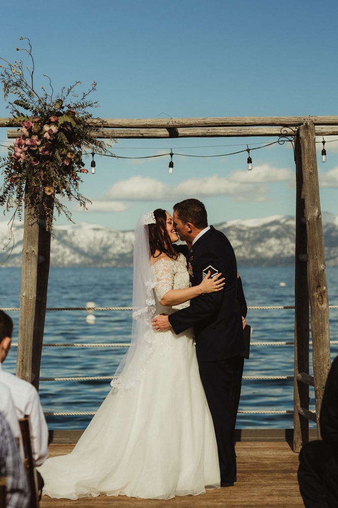 West Shore Cafe Wedding, first kiss at the ceremony photo