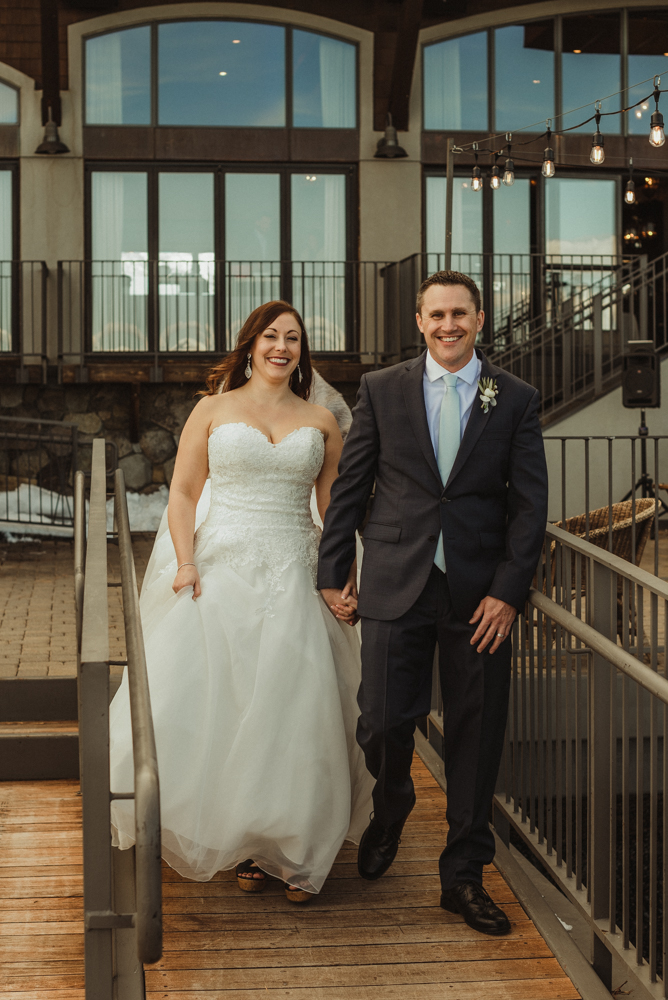West Shore Cafe Wedding, couple holding hands and walking photo