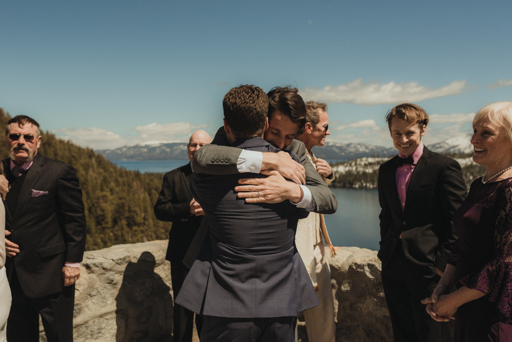 Emerald Bay Elopement, siblings hugging photo