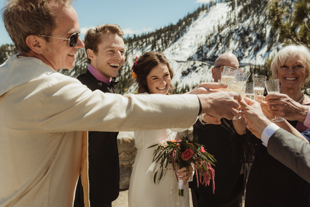 Emerald Bay Elopement, bride cheering photo