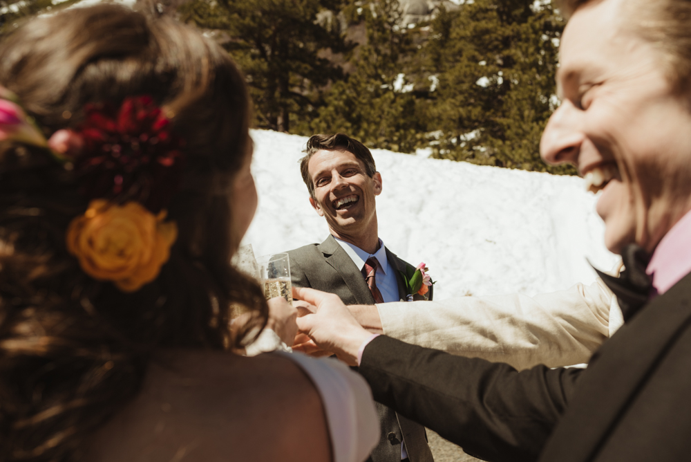 Emerald Bay Elopement, groom cheering photo