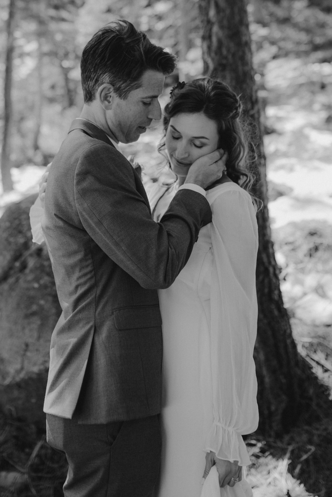 Emerald Bay Elopement in April, sweet couples moment photo