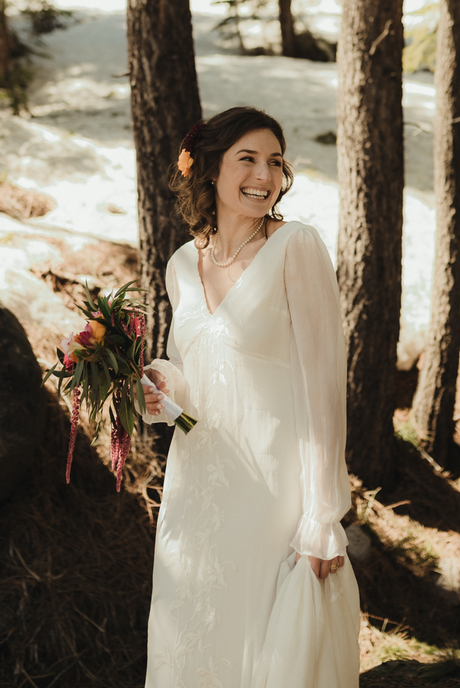 Emerald Bay Elopement in April, bride portrait photo