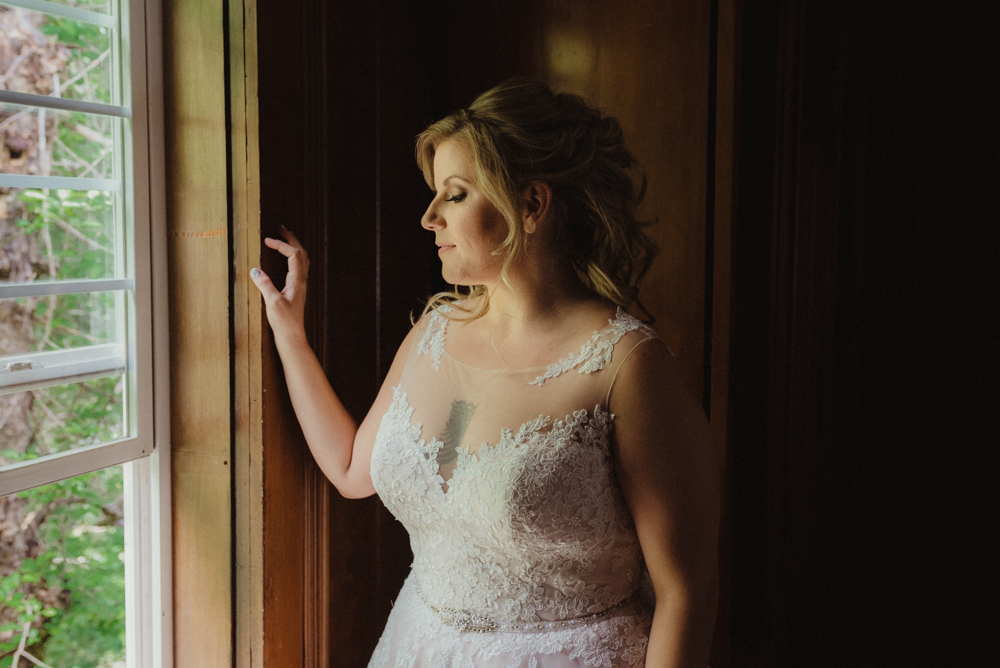 Twenty Mile House Wedding, photo of bride by the window
