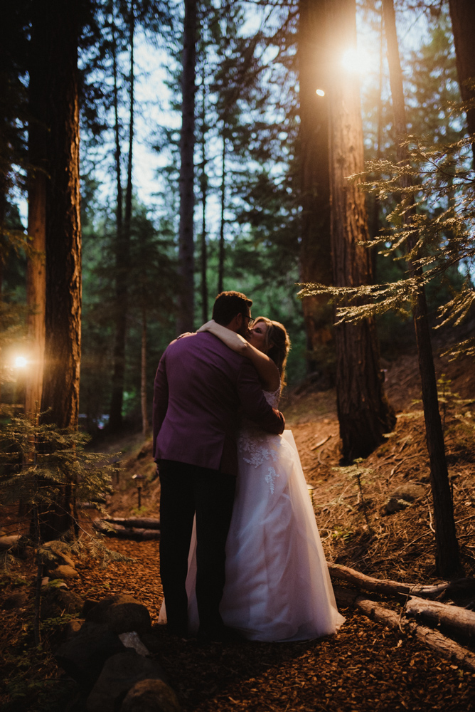 Twenty Mile House Wedding, photo of couple on a trail at night