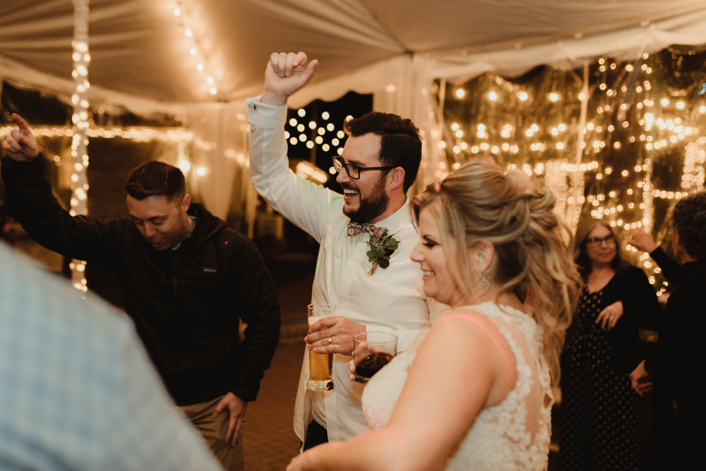 Twenty Mile House Wedding, photo of groom cheering